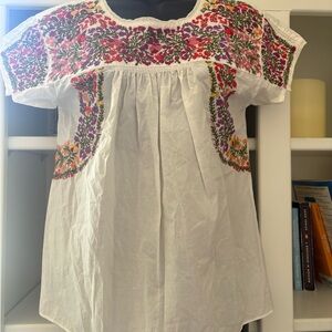 Madewell White Embroidered Blouse